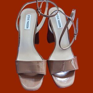 Steve Madden Womens Platform Block Heel Sandals With Ankle Strap - brown chocola